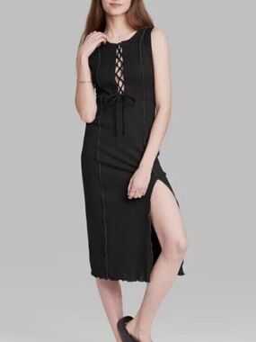 Wild Fable Women's Sleeveless Black Lace-Up Knit Dress